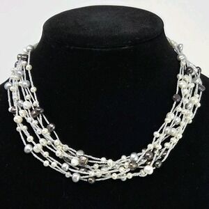 Honora 9 Strand Pearl Necklace Choker Sterling Silver Clasp 17 1/2" 925